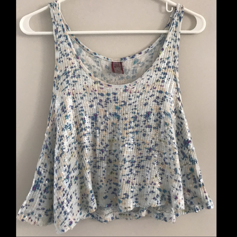 Free People Sequined Crop Top